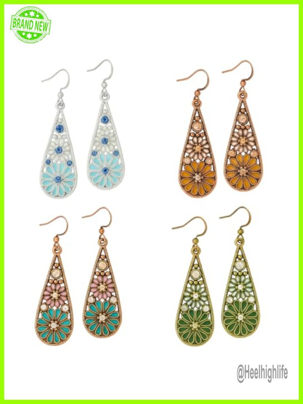 4-Pair Boho Leather Geometric Flower Dangle Earrings Set Women